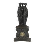 French Patinated Bronze "Three Graces" Clock