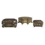 Three Canton Export Tea Caddies and Boxes