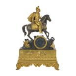 French Restauration Bronze Figural Mantel Clock