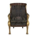 Empire-Style Mahogany and Parcel-Gilt Bergere
