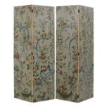 Decorative French Painted Four-Panel Screen