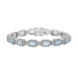 Aquamarine and Diamond Bracelet