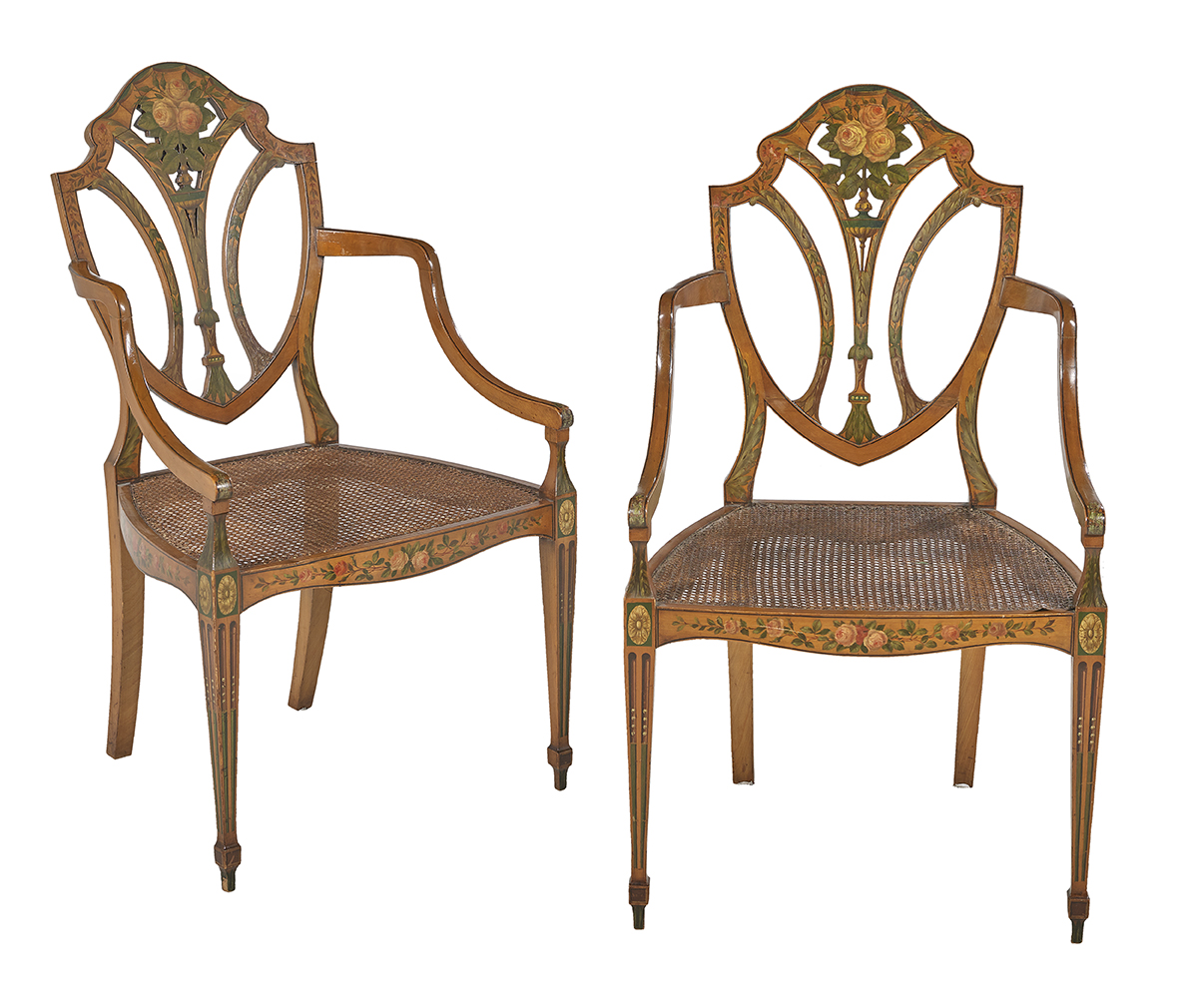 Pair of Edwardian Satinwood Armchairs