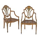 Pair of Edwardian Satinwood Armchairs