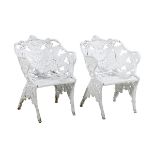 Pair of "Fern"-Pattern Cast Iron Garden Chairs