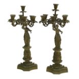 Pair of Messenger William IV Bronze Candelabra