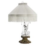 French Art Deco Rock Crystal and Giltwood Lamp