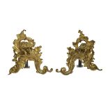 Pair of Unusual French Bronze Figural Chenets
