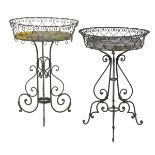 Pair of Wrought Iron Jardinieres on Stands