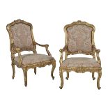 Pair of Italian Giltwood Fauteuils