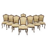 Eight Louis XV-Style Mahogany Side Chairs