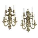 Pair of French Bronze Figural Sconces