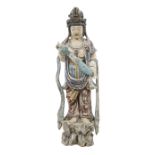 Chinese Polychromed Wood Figure of Guanyin
