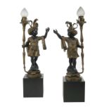 Pair of Bronze Blackamoor Floor Lamps