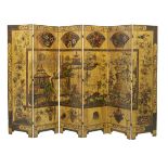 Chinoiserie Lacquered Six-Panel Screen