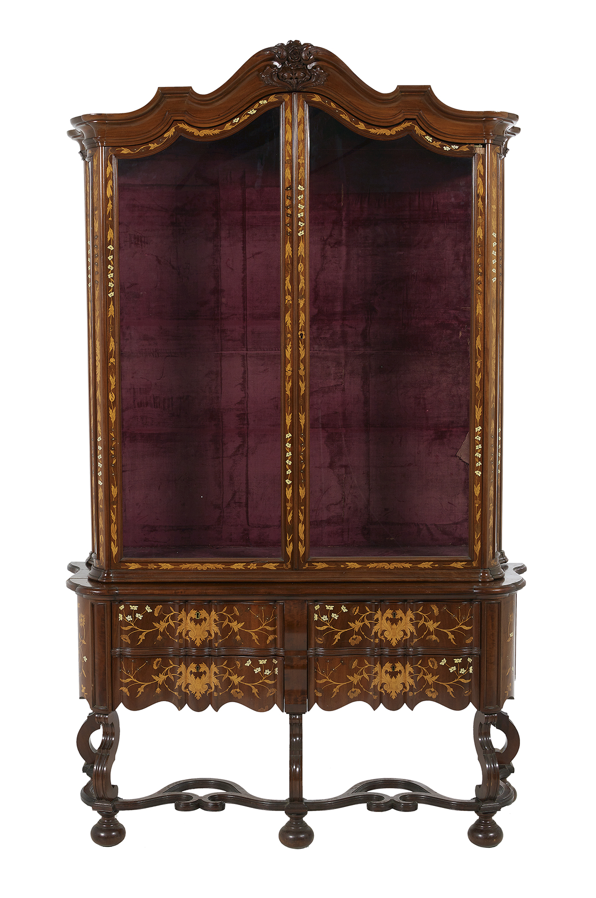 Dutch Mahogany and Marquetry Vitrine