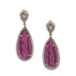 Pair of Ruby and Diamond Earrings