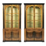 Pair of Biedermeier Polychromed Maple Cabinets