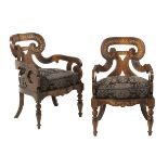 Pair of Charles X Rosewood Fauteuils