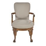 George III-Style Walnut Swivel Desk Chair