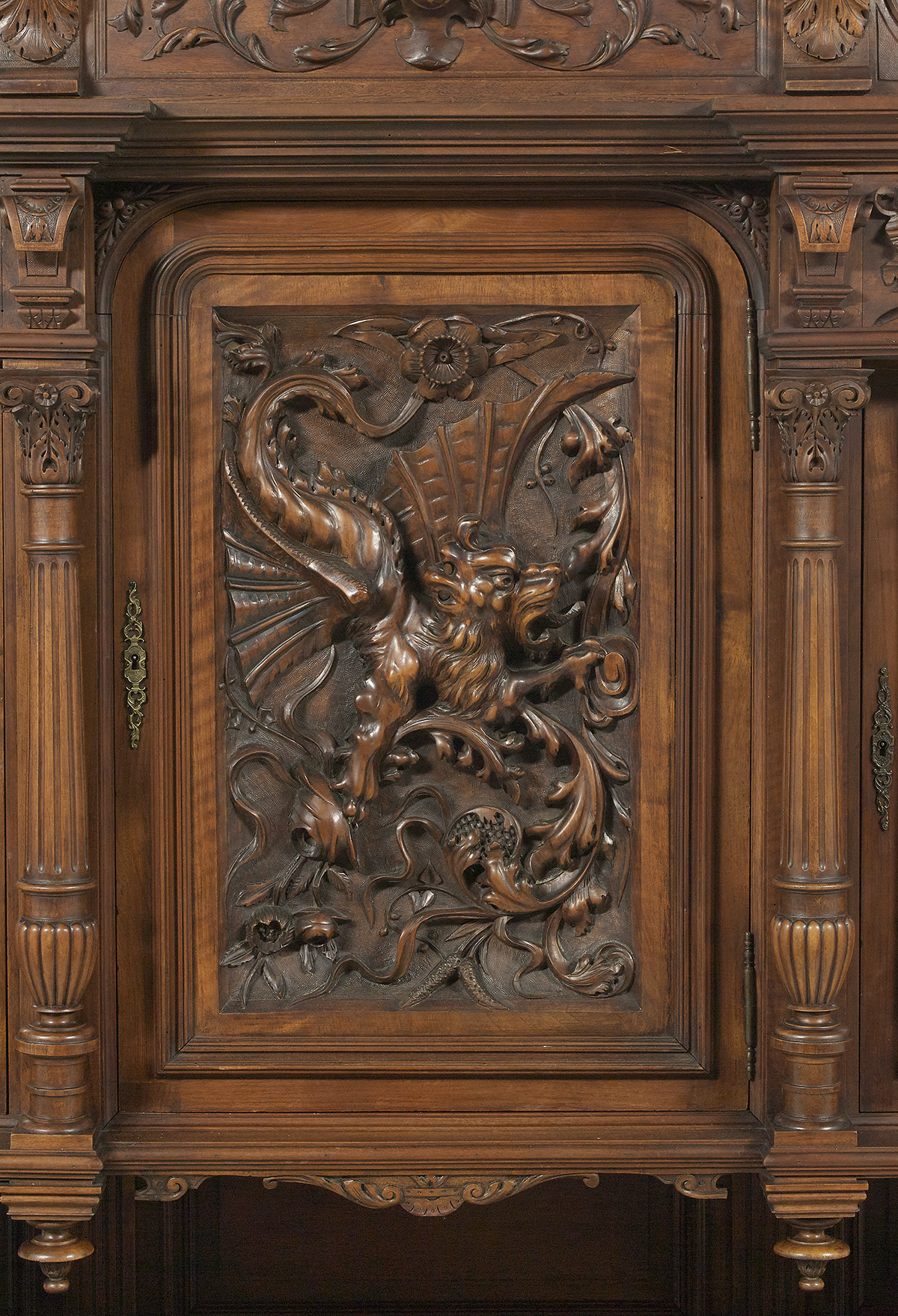 Impressive Continental Carved Walnut Breakfront - Image 4 of 4