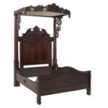 American Rococo Revival Mahogany Half-Tester Bed