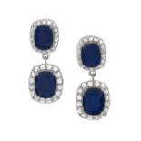 Pair of Sapphire and Diamond Earrings