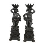 Pair of Italian Blackamoor Figures on Stands