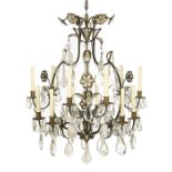 Baroque-Style Metal and Crystal Chandelier