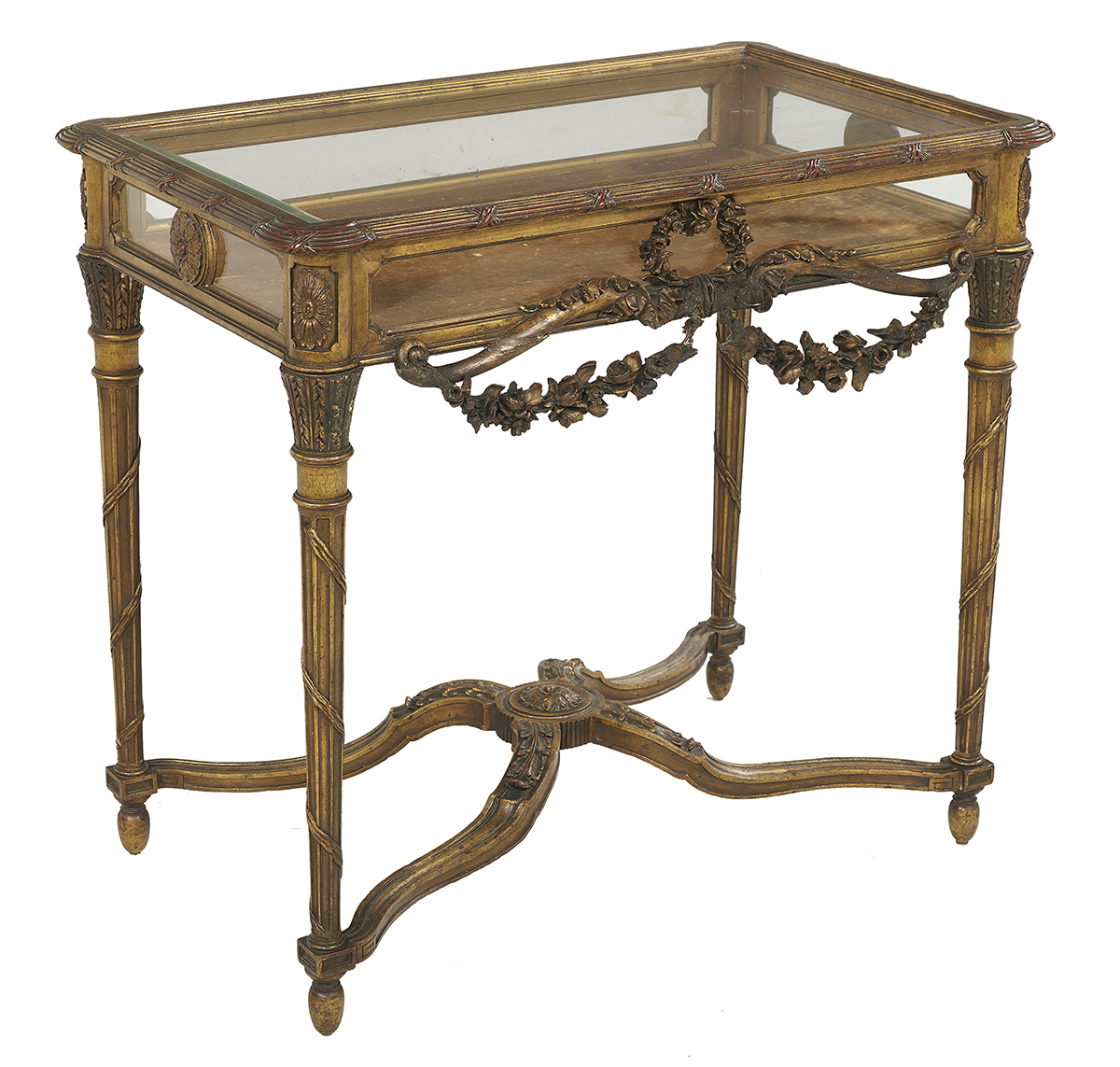 Louis XVI-Style Giltwood Vitrine Table - Image 2 of 2