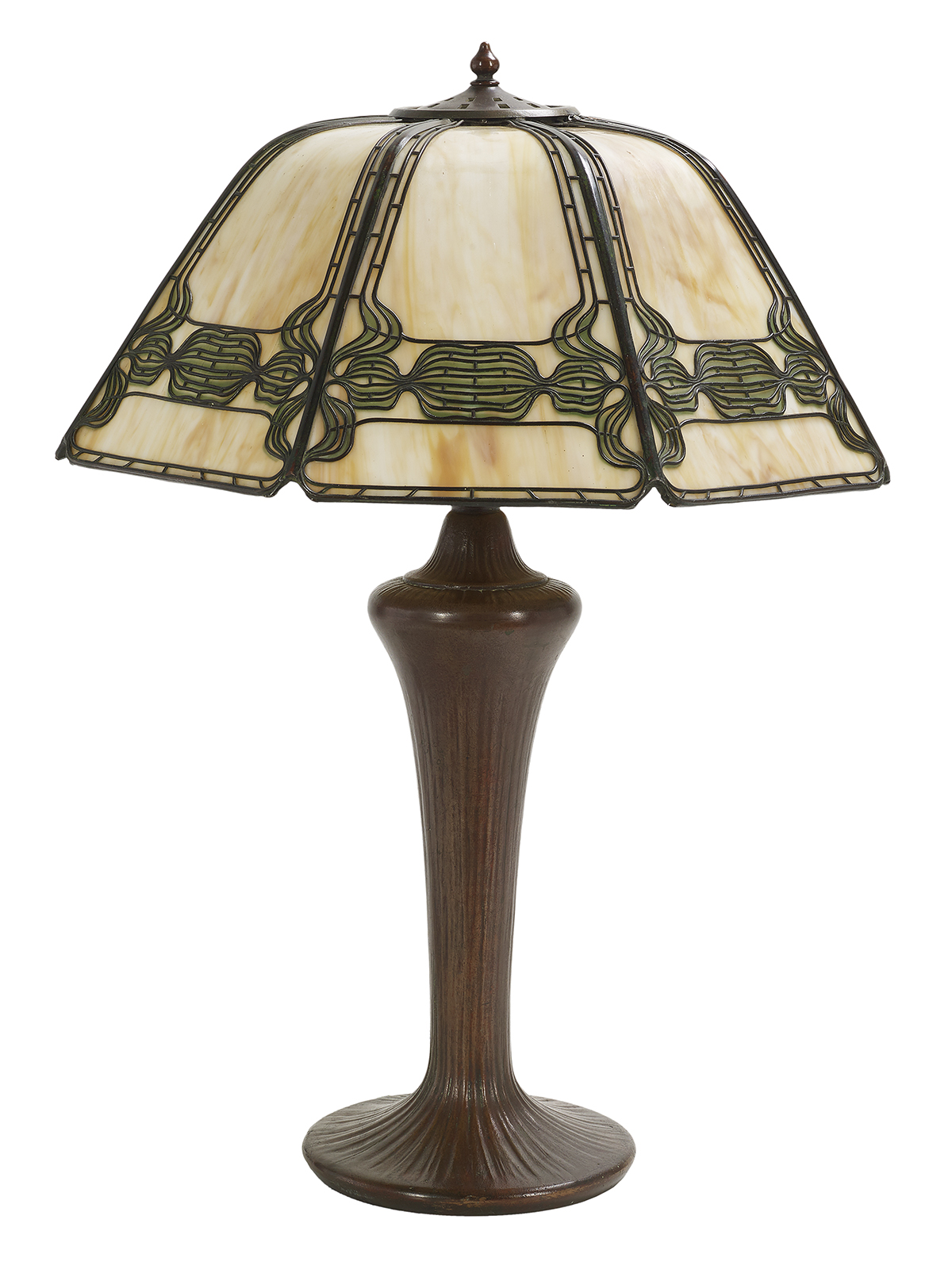 Handel Slag Glass and Bronze "Teroca" Table Lamp