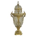 Monumental French Bronze and Crystal Lamp