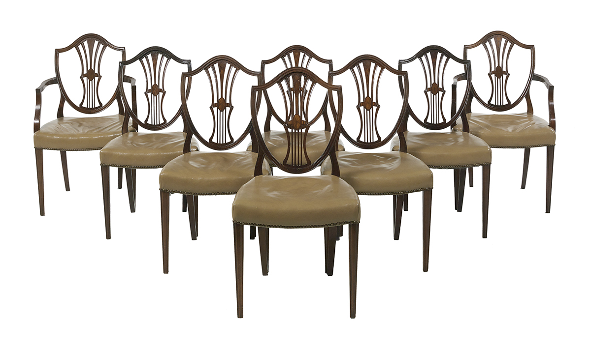 Eight George III-Style Mahogany Dining Chairs