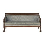 American Figured Mahogany Scroll-Arm Sofa