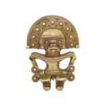 Tairona Culture Gold Masked Figure Pendant