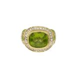 Peridot, Diamond and Enamel Ring