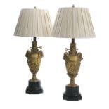 Pair of Napoleon III Bronze Carcel Lamps