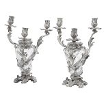 Pair of French Silver & Crystal Candelabra Vases