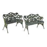 Pair of "Fern"-Pattern Cast Iron Garden Benches