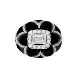 Diamond and Black Enamel Ring