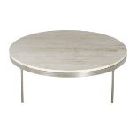 Nicos Zographos Steel and Travertine Coffee Table