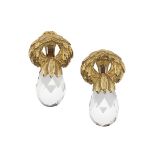 David Webb Rock Crystal Ear Clips