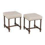 Pair of Elizabethan-Style Mahogany Stools