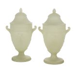 Pair of French-Style Glass Covered Urn-Form Lamps