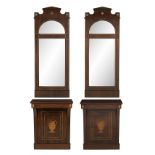 Pair of Biedermeier Mahogany Mirrors and Consoles