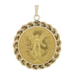 Mexican Fifty Pesos Gold Coin Pendant