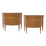 Pair of Louis XVI-Style Parquetry Commodes