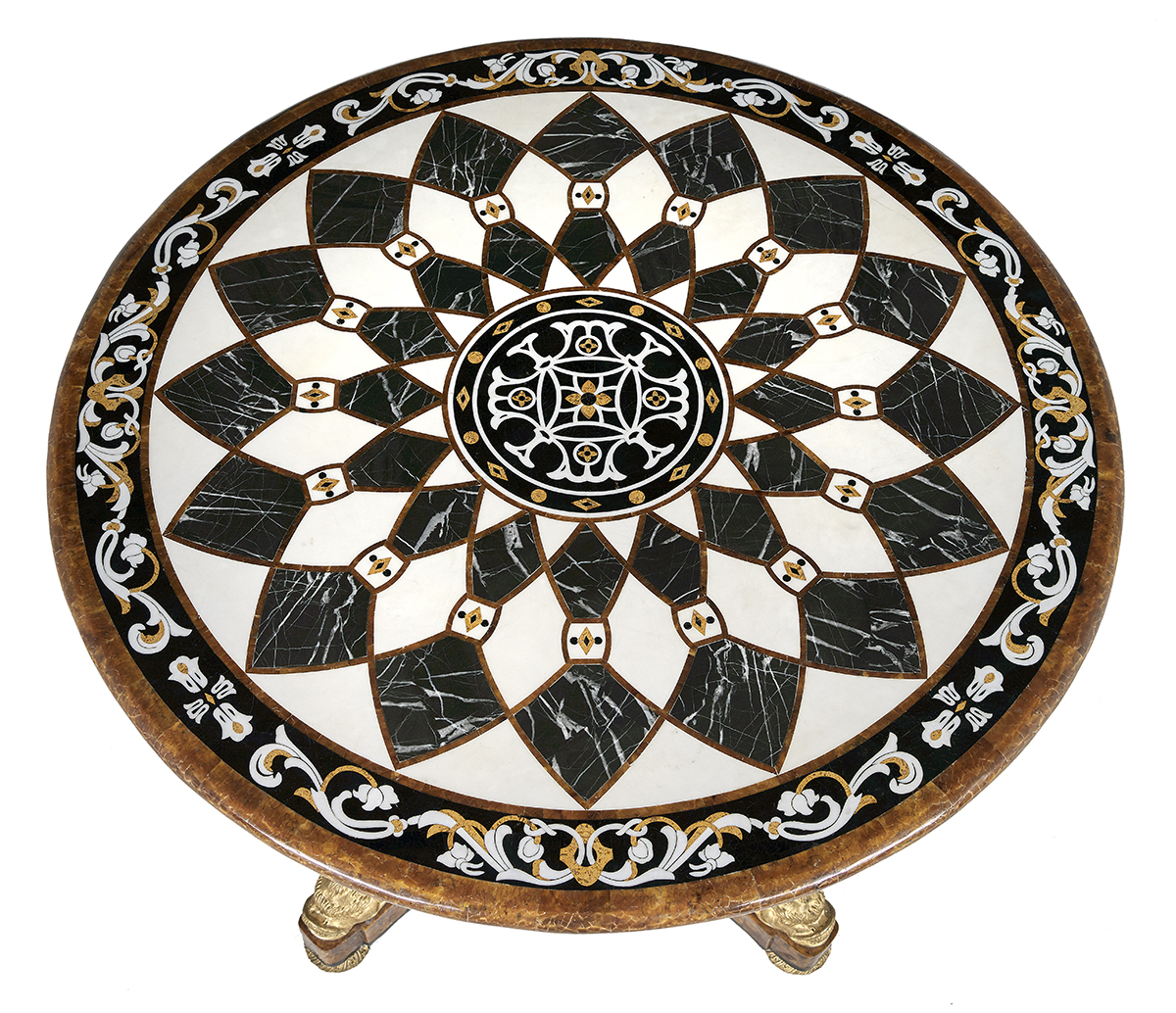 Neoclassical-Style Pietra Dura Center Table - Image 2 of 2