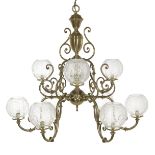 Large Victorian Brass Chandelier