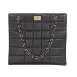 Chanel Black Kidskin "Chocolate Bar" Quilted Tote